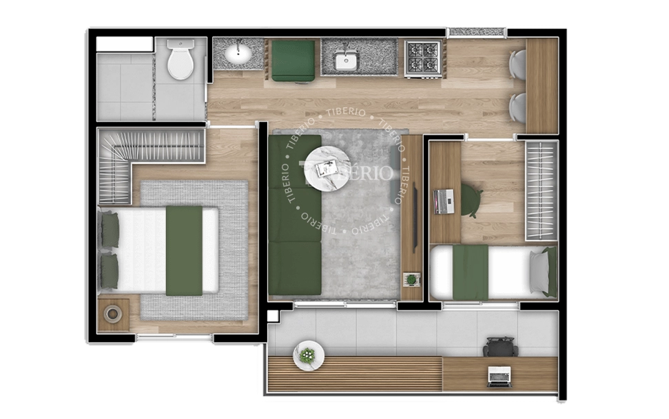 Apartamento no Edifício Blend Saúde – Unidade 113, Bloco 2 – 39m²